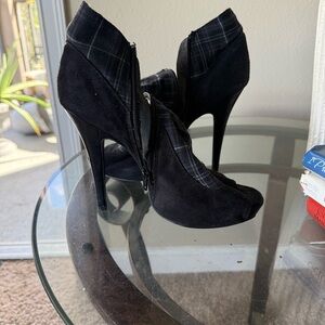MINX Black Plaid Women's High Heel Boots